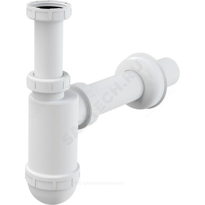 Сифон для умывальника бутылочный 1 1/4"x40 с прямой трубкой 40 без выпуска Alca Plast A43