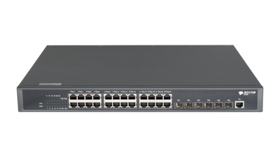 Управляемый коммутатор BDCOM S3900, 24 RJ45 1Гбит/с, 6 SFP+ 10Гбит/с, L3, 2 БП