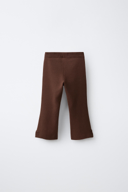 ZARA ТРИКОТАЖНЫЕ БРЮКИ FLARE С БАНТИКАМИ, ШОКОЛАДНЫЙ
