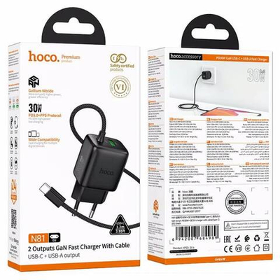Зарядное устройство для Type-C Hoco N81 PD30W+QC3.0 (black)