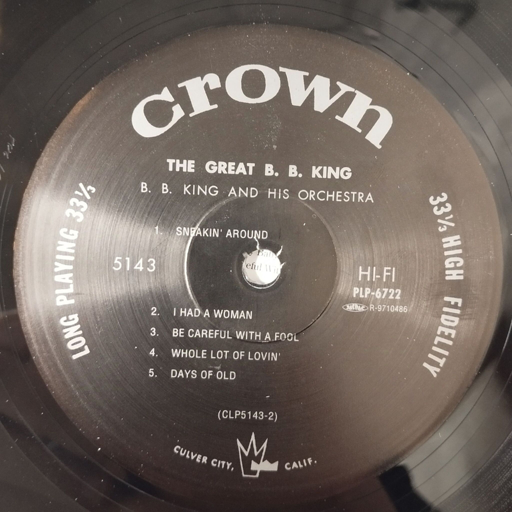 Винтажная виниловая пластинка LP B B King And His Orchestra The Great B. B. King (Japan 1991) (No Obi)