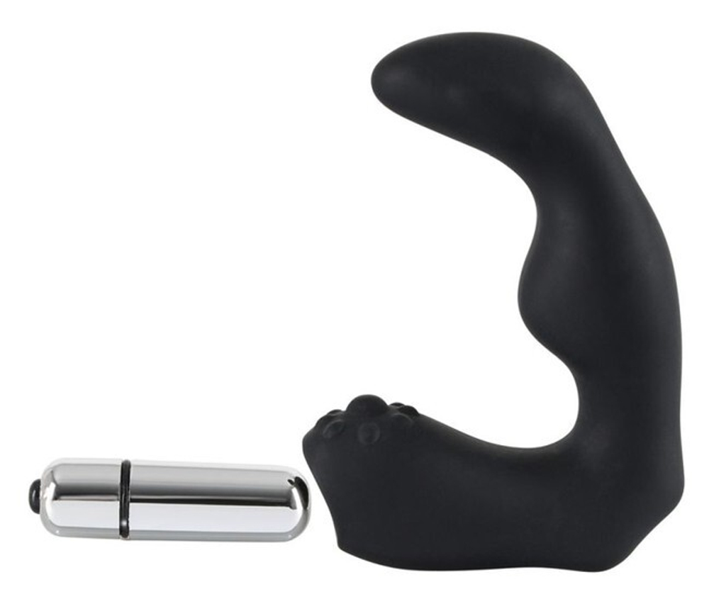 Вибромассажер простаты эргономичной L-формы Prostate Vibrator by Rebel (Цвет: черный)