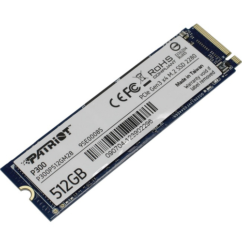Жесткий диск SSD M.2 512Gb Patriot P300, 1700/1200MBs, 260000 IOPS, QLC, 2280, PCI-E3.0x4 (P300P512GM28)