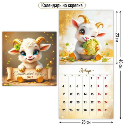 Календарь на скрепке 230х230 2027 "Символ года" 10094 (Квадра)