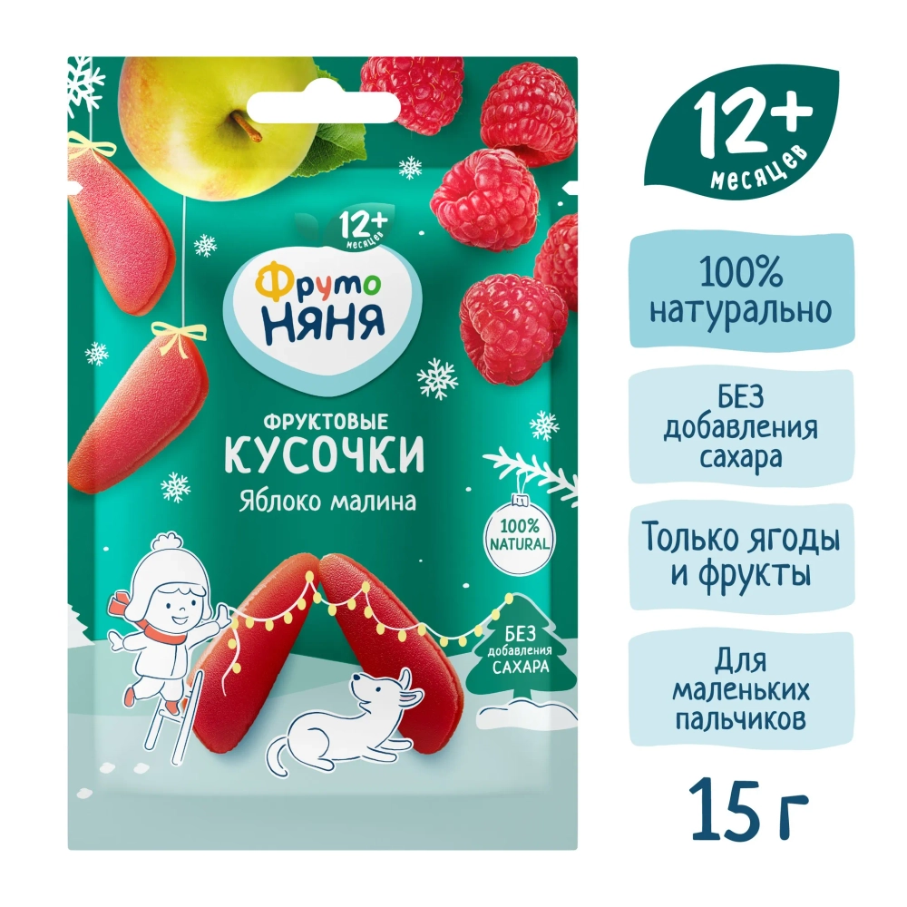 Фрутоняня Фруктовые кусочки ябл-малина 15 гр