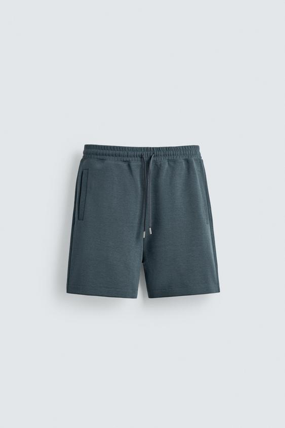 ZARA ШОРТЫ-ДЖОГГЕРЫ RELAXED FIT INTERLOCK, ЛИНЯЛЫЙ СИНИЙ