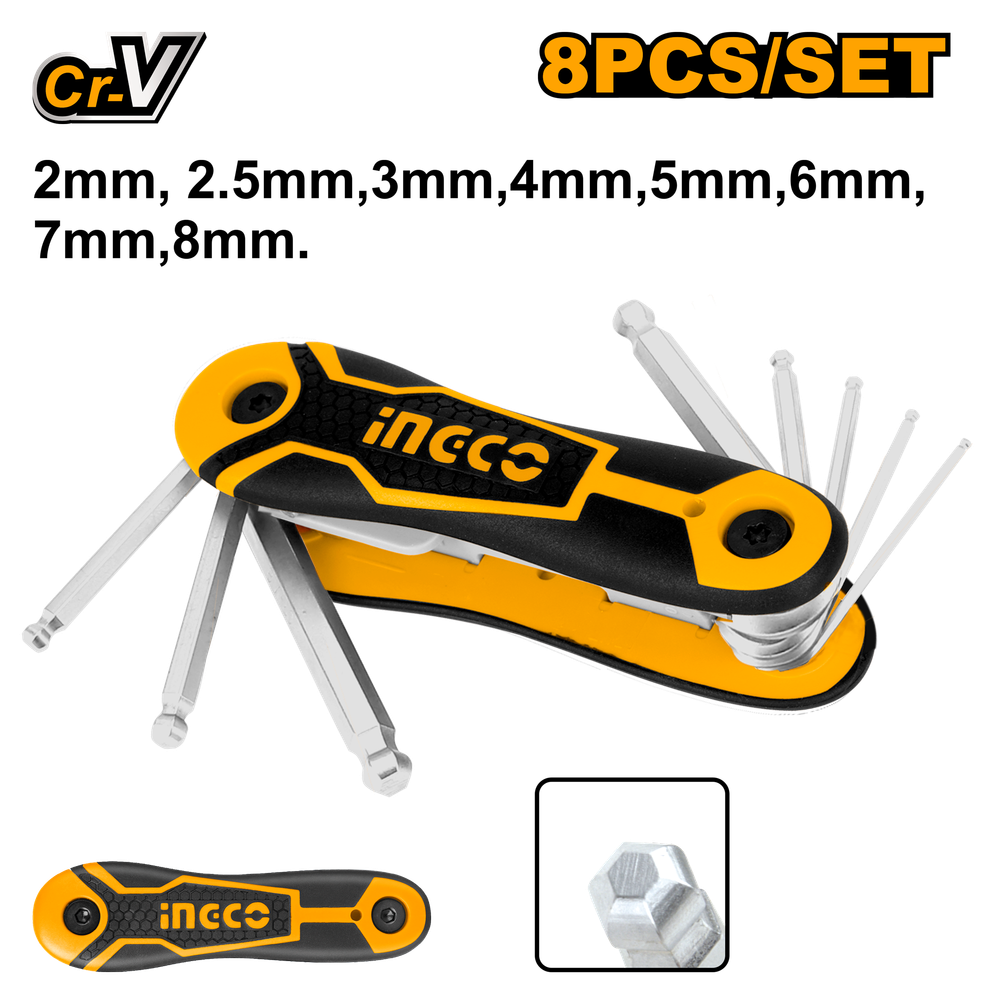 Набор шестигранников HEX с шаром INGCO HHK14082 INDUSTRIAL 2-8 мм Набор шестигранников HEX с шаром INGCO HHK14082 INDUSTRIAL 2-8 мм