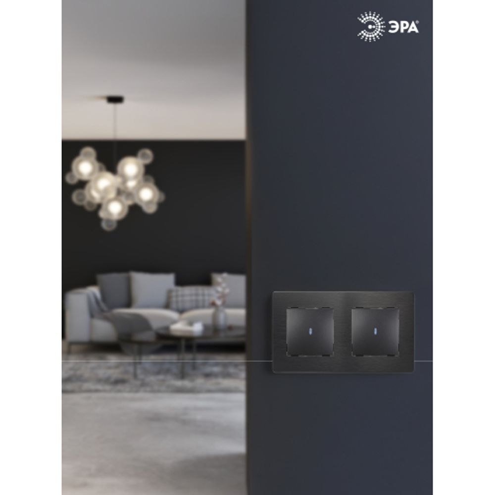 12-1102-05 ЭРА Выключатель с подсветкой, 10АХ-250В, IP20, Эра12, антрацит | Эра 12