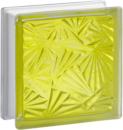 Стеклоблок желтый мороз окрашенный изнутри Vitrablok 19x19x8