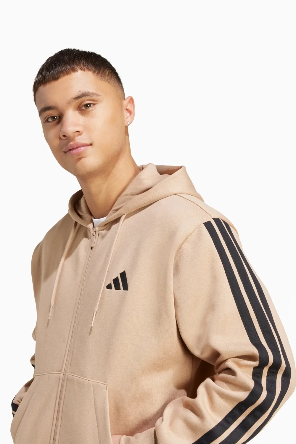 Кофта adidas Essentials 3-Stripes Fleece - бежевый