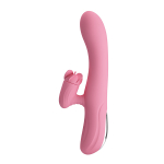 Розовый вибратор-кролик с клиторальной щеточкой 20,5см Pretty Love Gina BW-067003-1