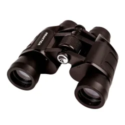 Бинокль Praktica Falcon 8x40 Black - вид сверху с видимыми объективами и фокусировочным колесом