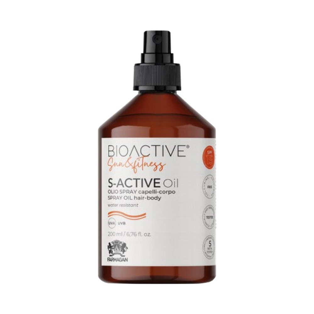 Спрей-масло для волос и тела SPF15 Farmagan Bioactive Sun S-Active Spray Oil for Body 200мл