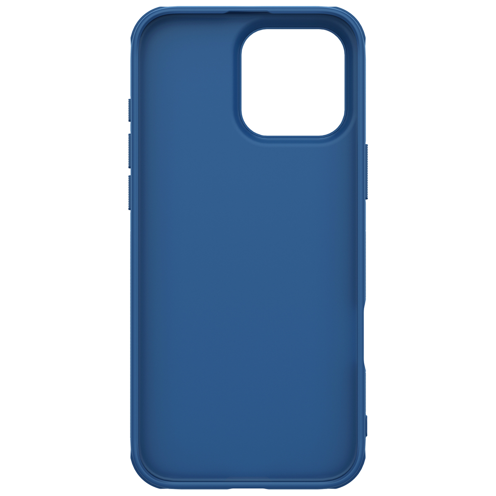 Усиленный чехол синего цвета от Nillkin для iPhone 16 Pro, серия Super Frosted Shield Pro