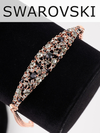 Браслет Россыпь из серо-черных камней Swarovski
