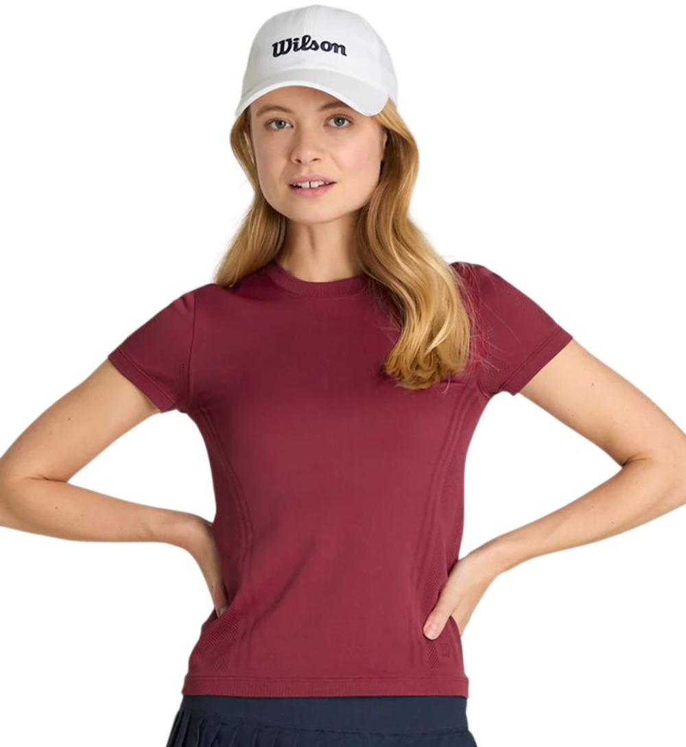 Женская теннисная футболка Wilson Pro Seamless - cranberry