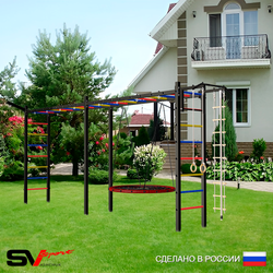Уличная шведская стенка Sv Sport рукоход х 2 У52211 (Турник/Гнездо 80см/Кронш бокс/Канат/кольца/лестница)
