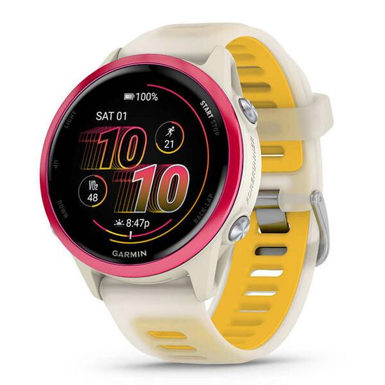 Garmin Forerunner 570 42 мм — малиновый корпус, ремешок слоновая кость/манго