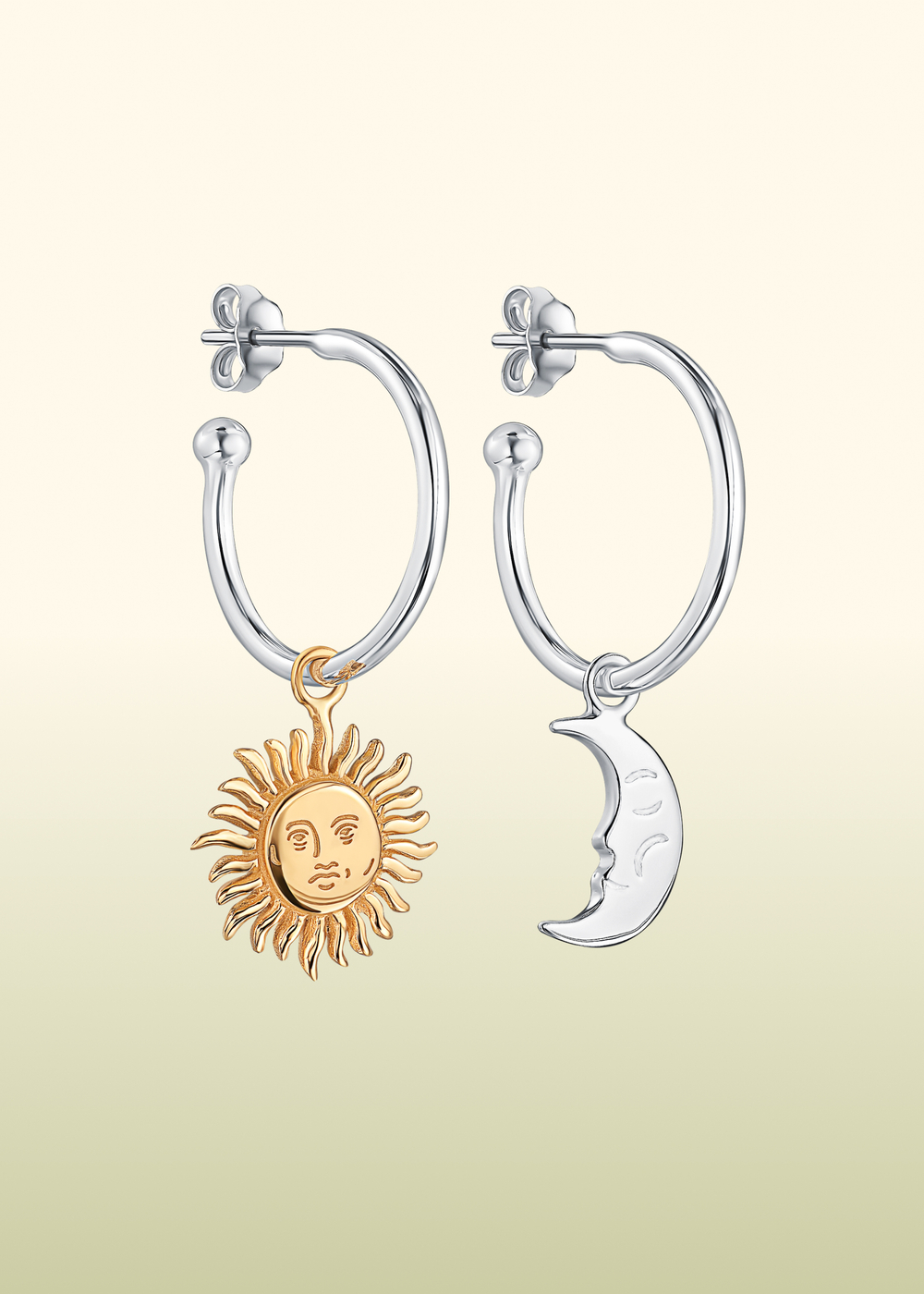 Серьги «Солнце и Луна» с позолотой