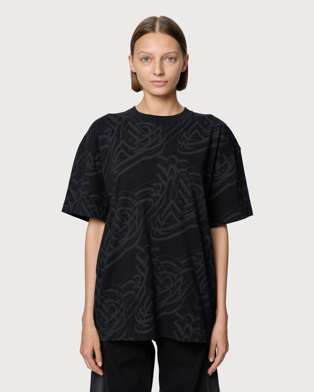 VIVIENNE WESTWOOD RED LABEL ФУТБОЛКА ЧЕРНАЯ С УЗОРОМ LOGO
