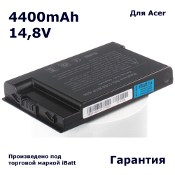 Аккумулятор iBatt 4400mAh, для Ferrari 3000 3400 3200 TravelMate 8000 803LCi 803LAspire 1450 6003 660 800 6000