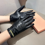 Женские перчатки Miu Miu — чёрные с золотистыми буквами — фото 2
