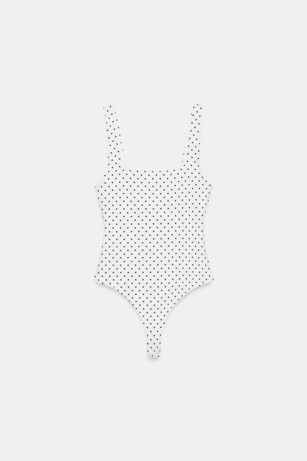 ZARA ЭЛАСТИЧНОЕ БОДИ С КВАДРАТНЫМ ВЫРЕЗОМ, ЧЕРНЫЙ/БЕЛЫЙ