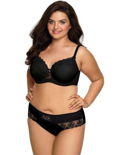 Бюстгальтер plus size с эффектной вышивкой на чашках (Размер: 105F) (Цвет: черный)