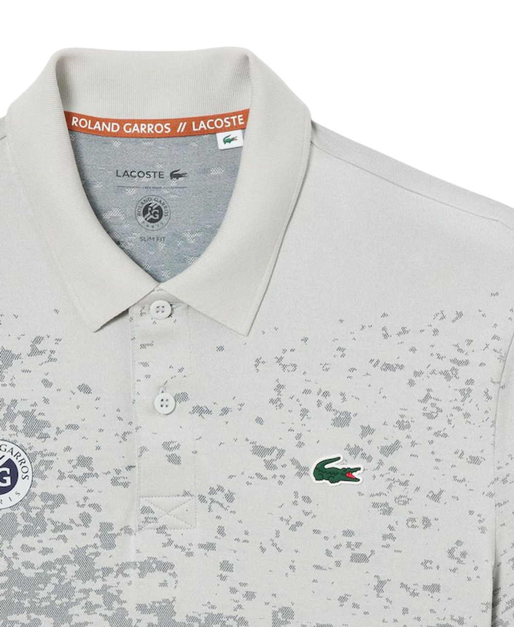 Мужское теннисное поло Lacoste Slim Fit Roland-Garros Edition Sport - серый/синий