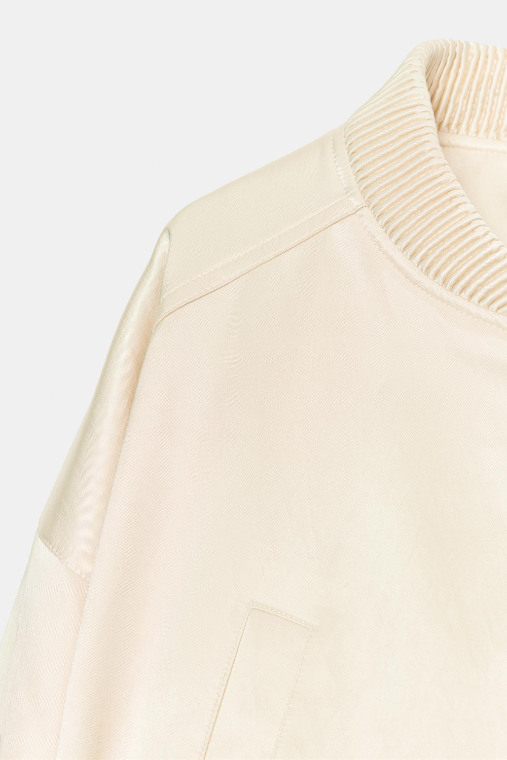ZARA АТЛАСНЫЙ УКОРОЧЕННЫЙ БОМБЕР, БЕЖЕВЫЙ