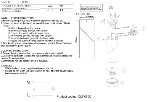 Накладной светильник Crystal Lux CLT 030C WH