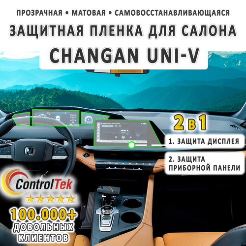 Changan UNI-V (2024) - комплект защитных матовых пленок 2 в 1. Пленка защитная ControlTek HYBRID со слоем TOP COAT. Толщина: 6 mil. (175 мкм.)