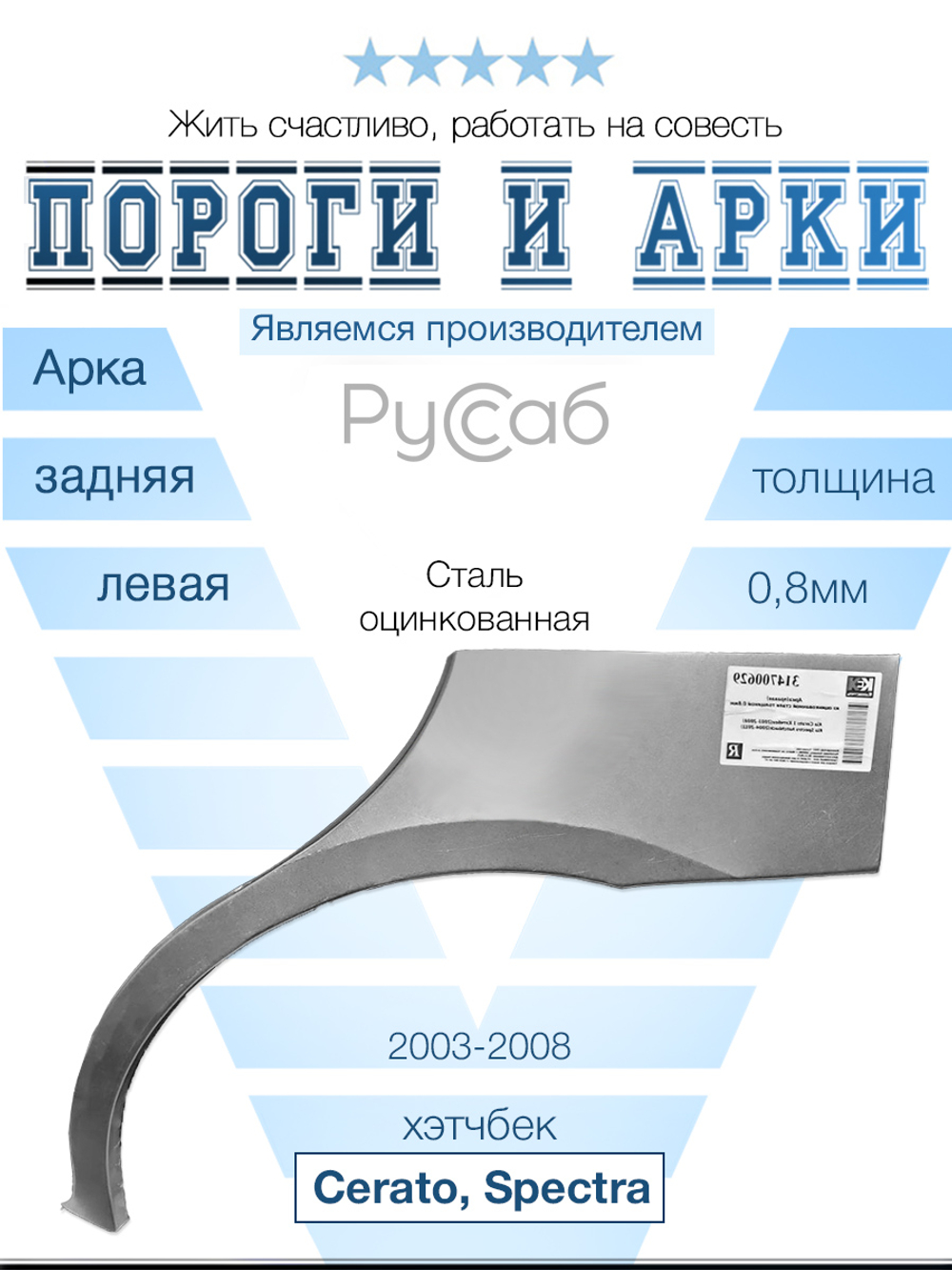 Арка левая Kia Cerato 2003-2008 хэтчбек