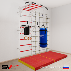 Шведская стенка Sv Sport 54150 (Турник рукоход/Брусья/Кольца/Цепь/Мешок 15кг/Мат 2м/Канатный лаз)