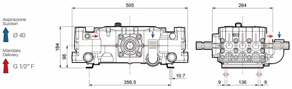 Насос шести плунжерный Comet серия YA 150 (136 л/мин; 50 бар)