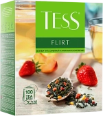 Чай зелёный байховый Tess Flirt с ароматом белого персика и клубники 100пак 150г