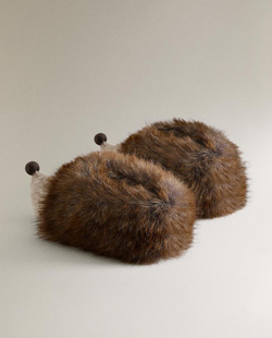 ZARA HOME ДЕТСКИЕ ТАПОЧКИ-ЕЖИКИ, КОРИЧНЕВЫЙ