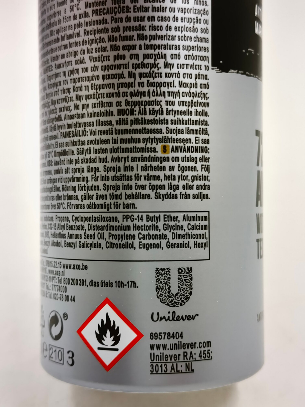 Антиперспирант-дезодорант-спрей Axe Gold Anti-White Marks 150 мл (из Финляндии)