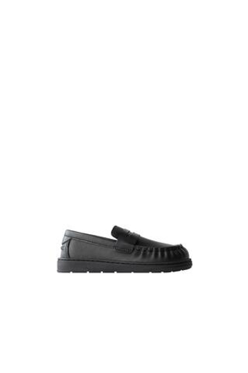 ZARA КОЖАНЫЕ ЛОФЕРЫ BAREFOOT, ЧЕРНЫЙ