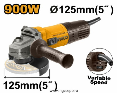 Угловая шлифовальная машина 125мм 900Вт рег.оборт. SUPER INGCO AG900285 INDUSTRIAL