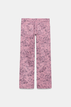 ZARA ДЖИНСЫ TRF WIDE-LEG С НИЗКОЙ ПОСАДКОЙ И ЦВЕТОЧНЫМ ПРИНТОМ, РОЗОВЫЙ