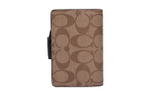 COACH Corner Zip Coated Canvas With Leather Wrist Bag Clutch Pochette Wallet Women"s Brown/Black