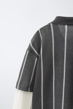 ZARA РУБАШКА С ДВОЙНЫМИ РУКАВАМИ, ЧЕРНЫЙ