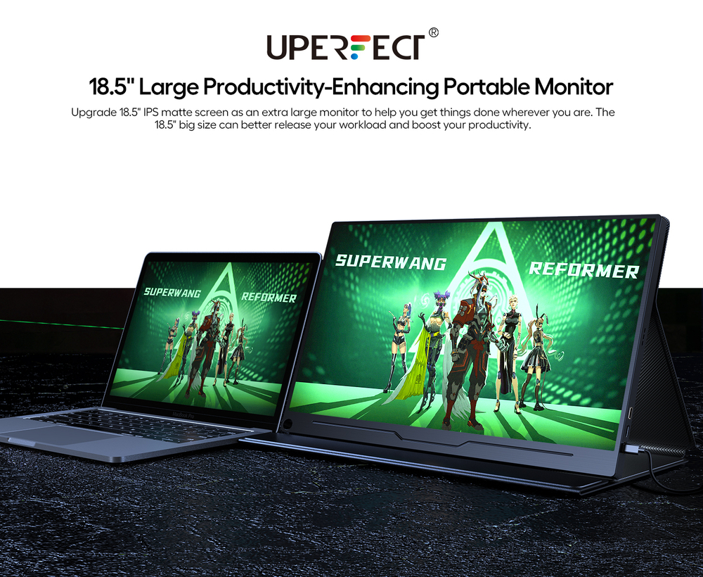 18.5" Портативный монитор с магнитным чехлом Uplays E03 FHD IPS 1920x1080, 120 Гц