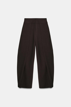 ZARA БРЮКИ BALLOON С ЗАЩИПАМИ, ТЕМНО-БОРДОВЫЙ
