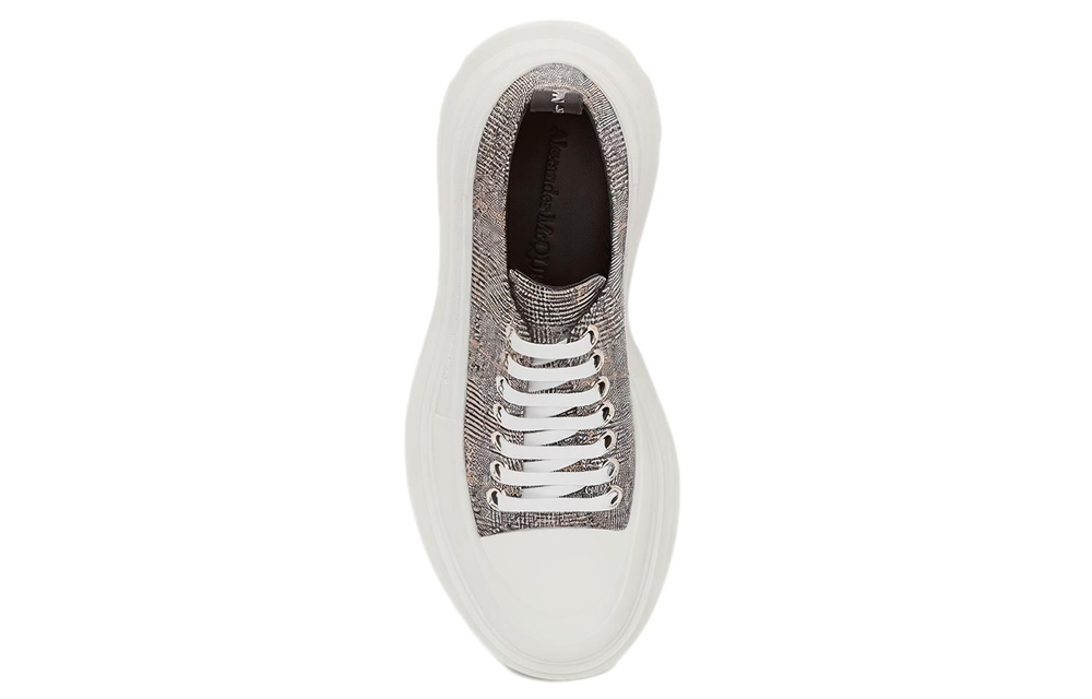 Alexander McQueen Tread Slick Ankle Length Combat Boots Women"s Black White Silver