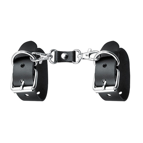 Черные кожаные наручники на застежках Bior Toys Notabu Real Leather NTB-80698