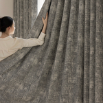 Шерстяная портьерная ткань «Graphite Tweed» — натуральная шерсть с мелким твидовым меланжем для штор от пола до потолка