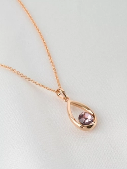 Кулон-капля Белла с розовым кристаллом Swarovski