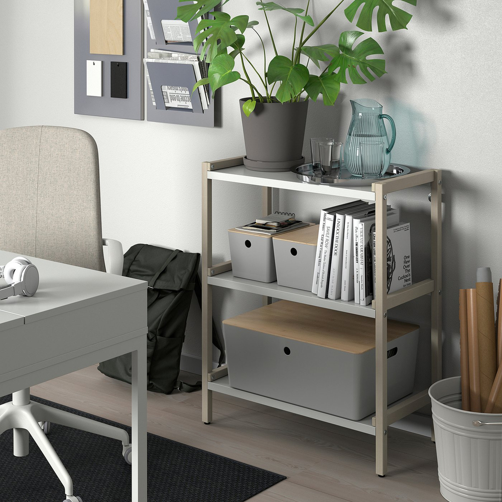 IKEA KUGGIS  (ИКЕА КУГГИС)  -  Контейнер - светло-серый 18x26x15 см
